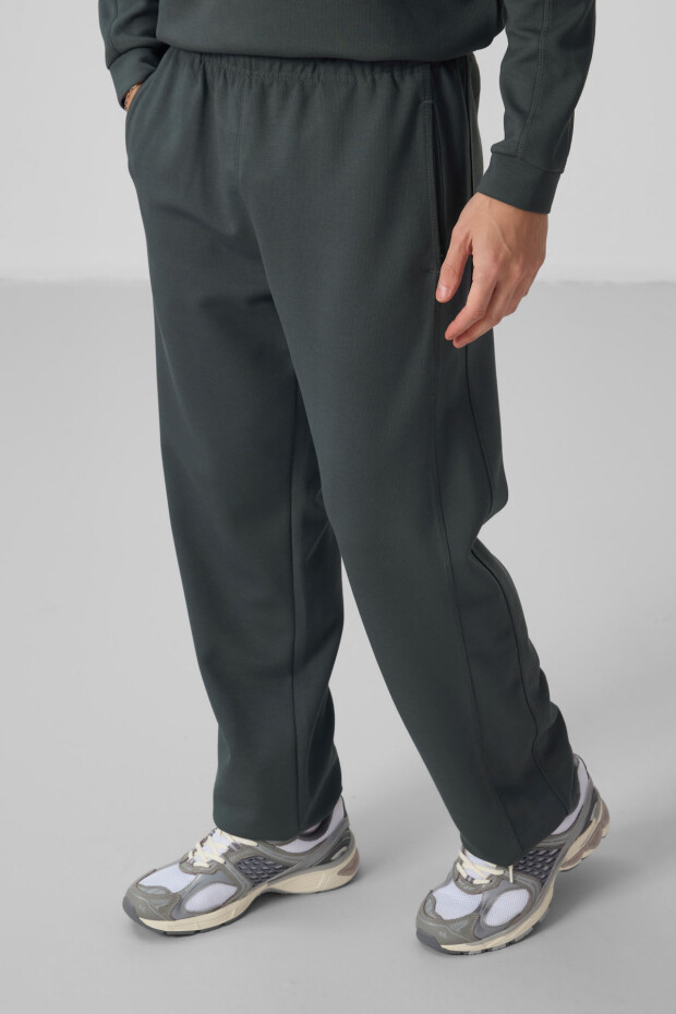 Haki Yüzeyi Dokulu Oversize Erkek Eşofman Takım - 85275 - 6