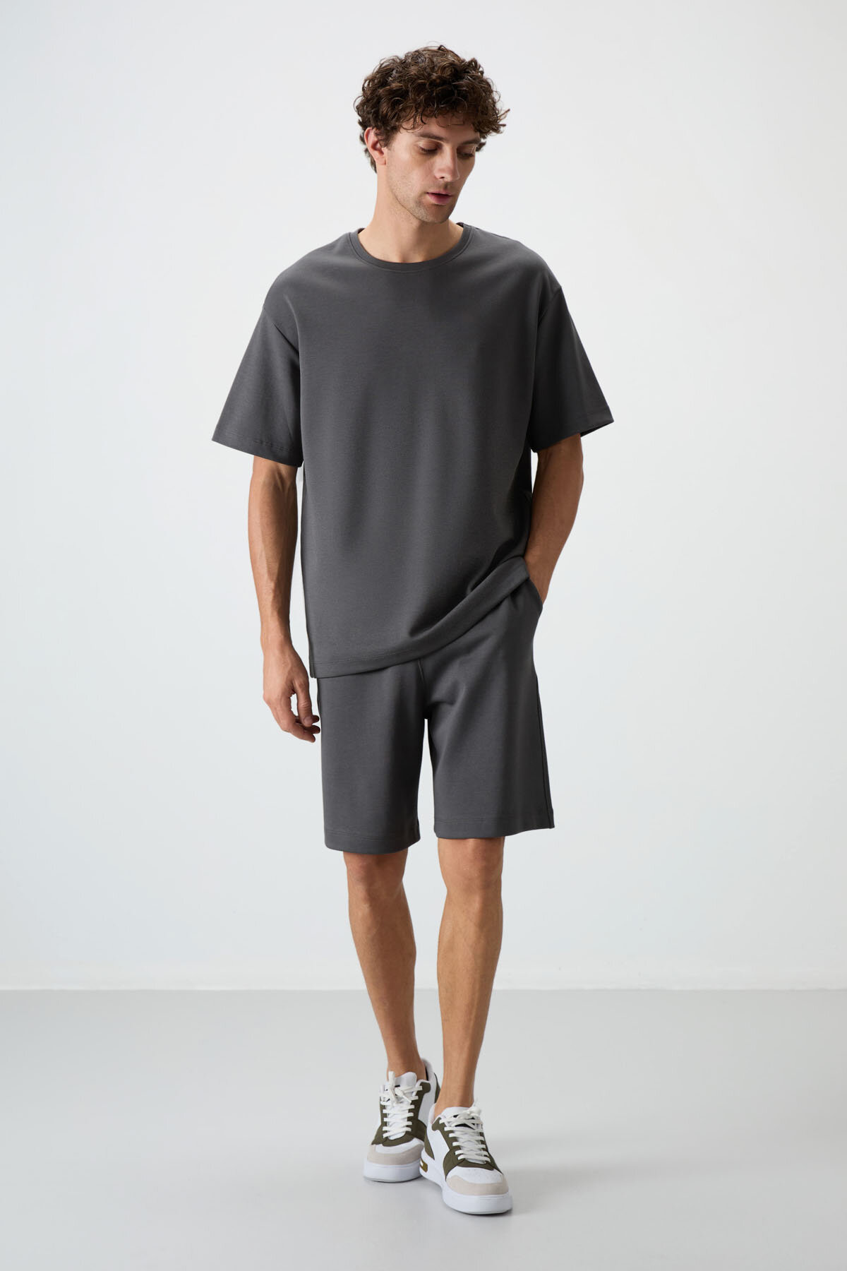 Haki Oversize Fit Basic Erkek Şort Takım - 85292 - TOMMYLIFE