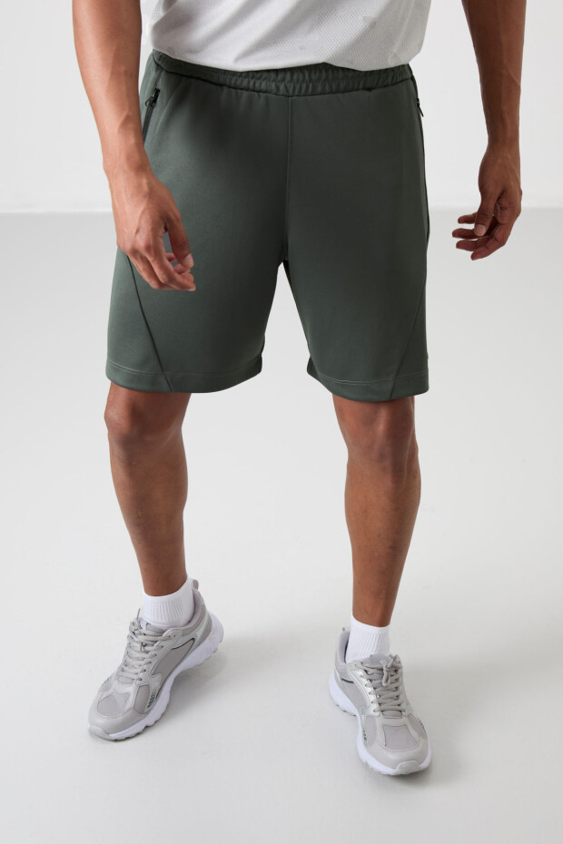 Haki Kalın Yumuşak Comfort Fit Erkek Şort - 81273 - 4