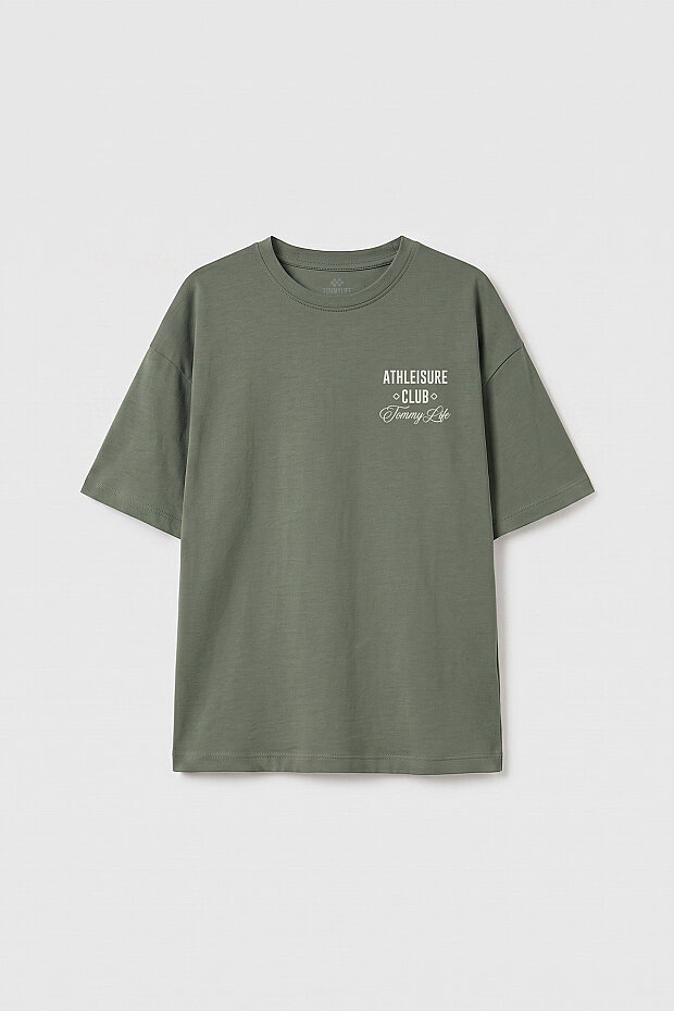 Haki Oversize Kısa Kollu Baskılı Kız Çocuk T-Shirt - 75175 - 1
