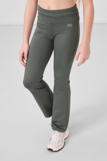 Haki Esnek Standart Fit Basic Performans İspanyol Paça Kız Çocuk Tayt - 75193 