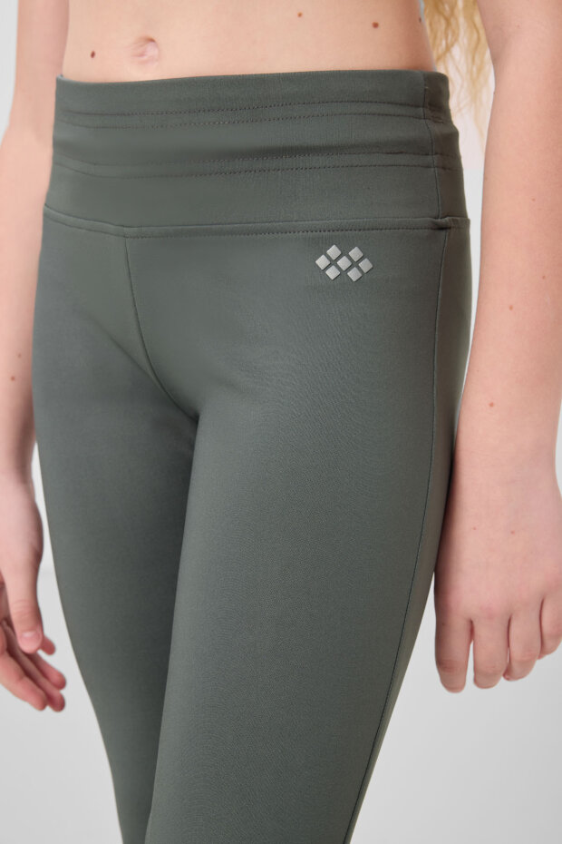 Haki Esnek Standart Fit Basic Performans İspanyol Paça Kız Çocuk Tayt - 75193 - 4