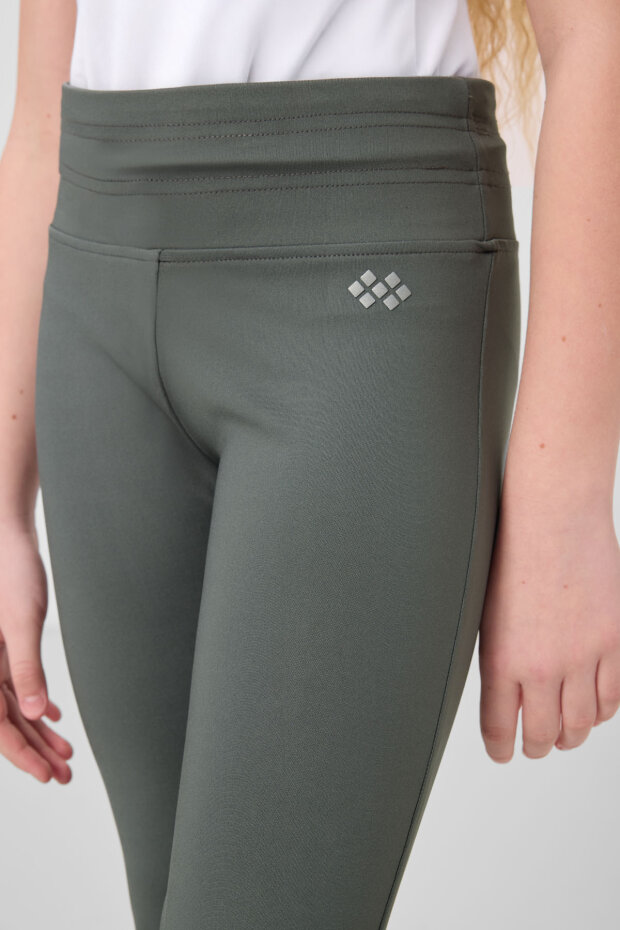 Haki Esnek Standart Fit Basic Performans İspanyol Paça Kız Çocuk Tayt - 75193 - 3