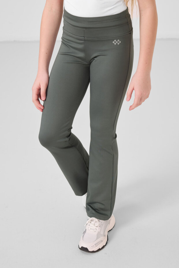 Haki Esnek Standart Fit Basic Performans İspanyol Paça Kız Çocuk Tayt - 75193 - 1