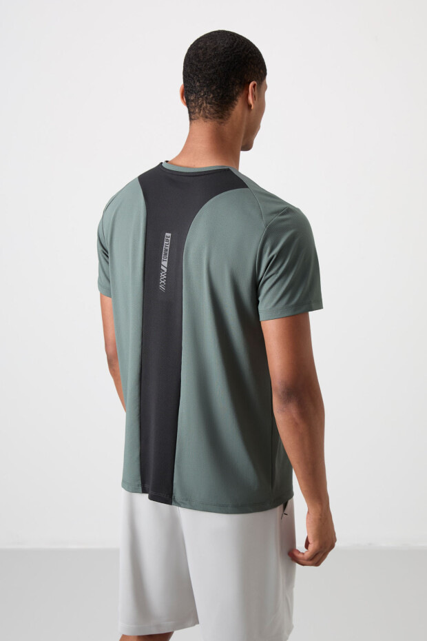 Haki Nefes Alan Dokulu İnce Esnek Standart Fit Erkek Performans T-Shirt - 88387 - 7