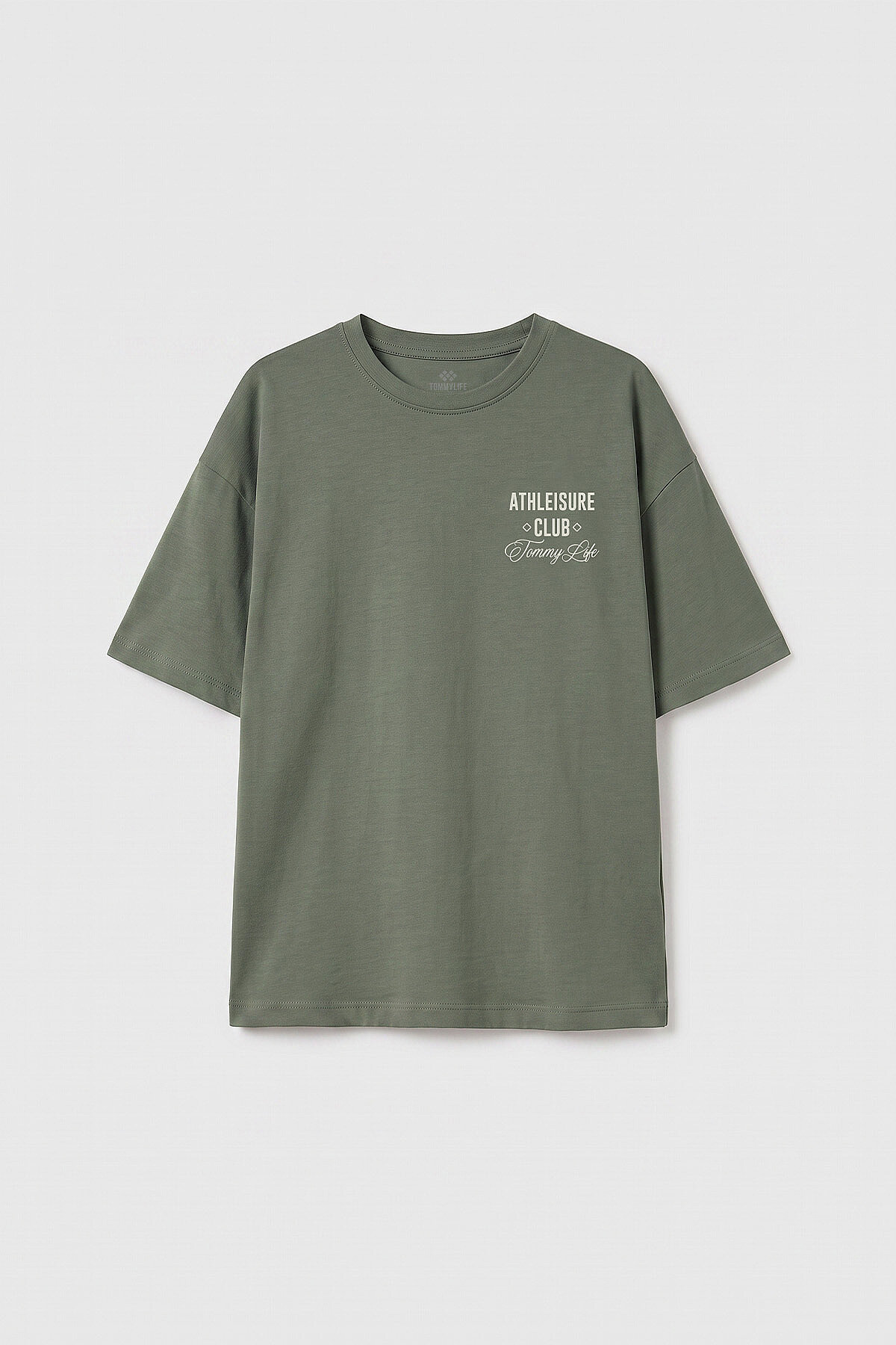 Haki Oversize Kısa Kollu Baskılı Kız Çocuk T-Shirt - 75175 - TOMMYLIFE