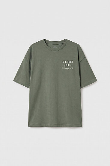 Haki Standart Kalıp Kısa Kollu Baskılı Kız Çocuk T-Shirt - 75175 
