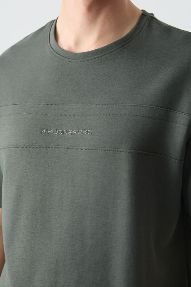 Haki Pamuklu Kalın Yumuşak Dokulu Oversize Fit Basic Erkek Eşofman Takım - 85261 - 3