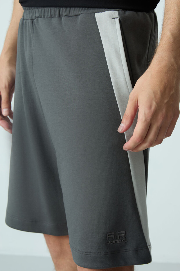 Haki Pamuklu Kalın Yumuşak Dokulu Standart Fit Basic Erkek Şort - 81280 - 5