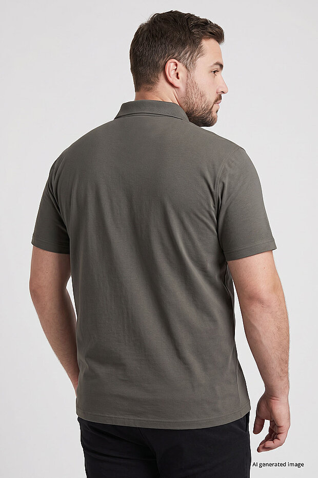 Haki Polo Yaka Büyük Beden Battal Erkek T-Shirt - 88511 - 6