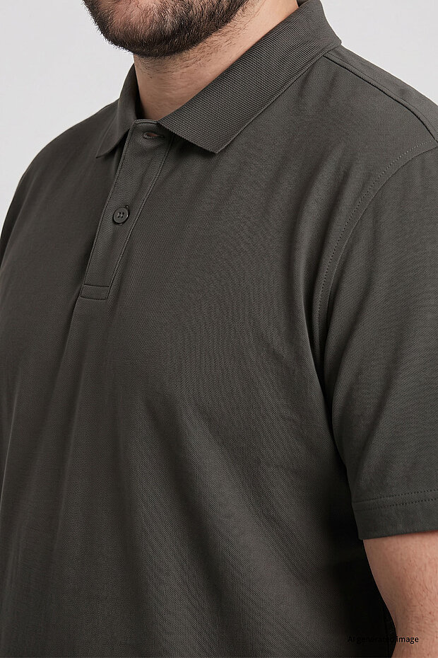 Haki Polo Yaka Büyük Beden Battal Erkek T-Shirt - 88511 - 5