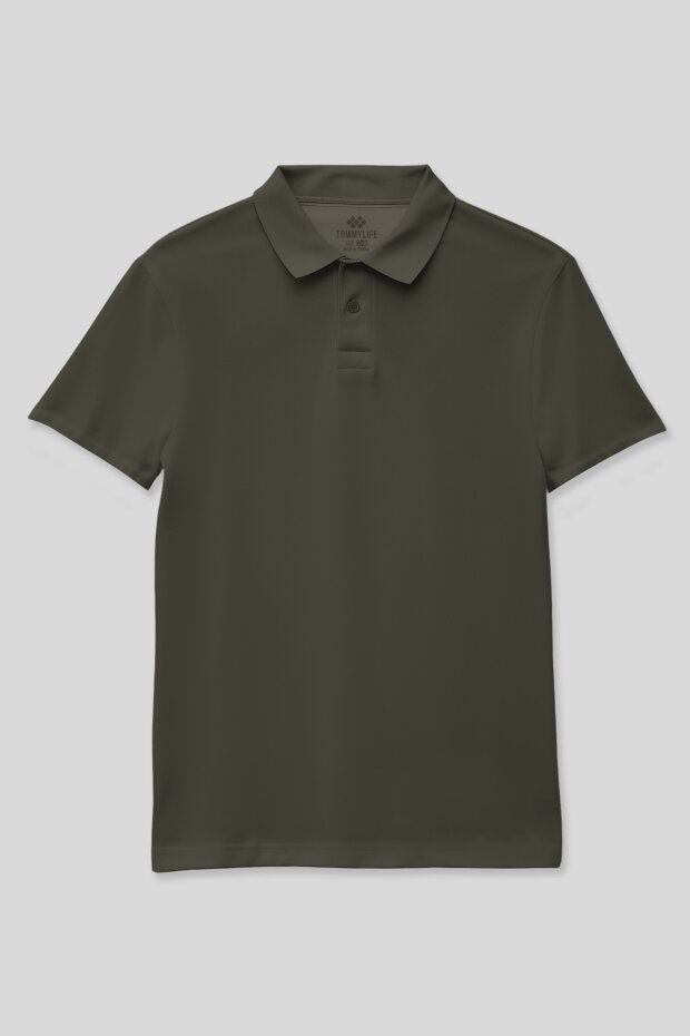 Haki Polo Yaka Standart Fit Basic Unisex Çocuk T-Shirt - 11330 - 3