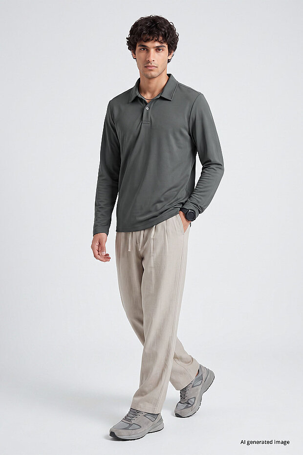 Haki Rahat Form Basic Erkek Polo Yaka T-Shirt - 88512 - 1