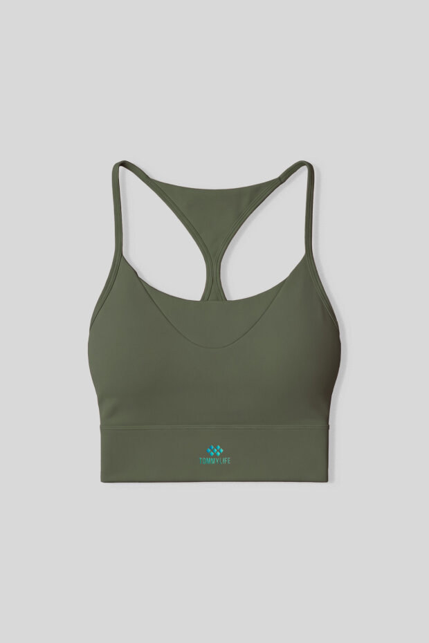 Haki Standart Fit Baskılı Sırt Detaylı Kadın Spor Büstiyer - 97300 - 3