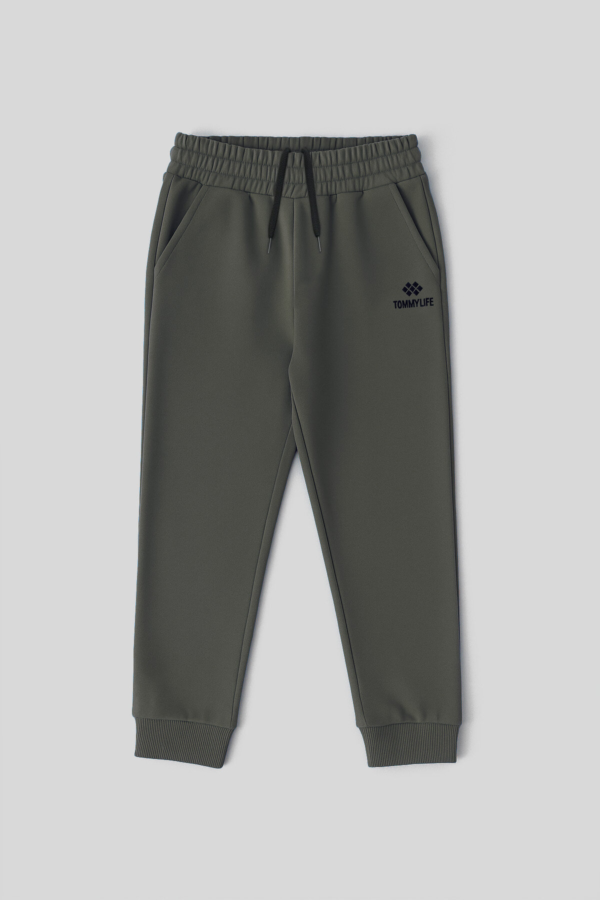 Haki Standart Fit Manşetli İnce Erkek Çocuk Eşofman Alt - 11062 - TOMMYLIFE (1)