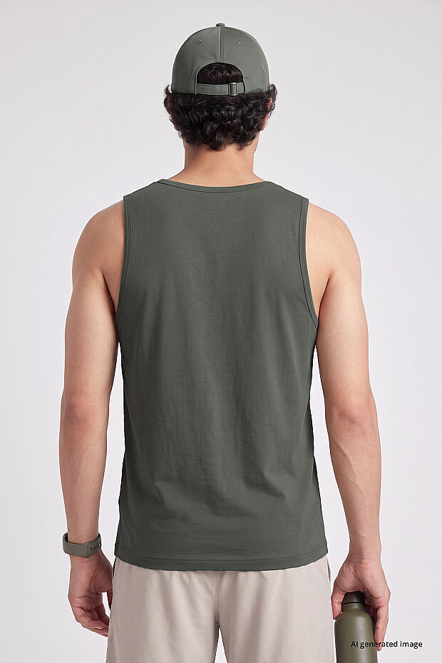 Haki Standart Kalıp Basic Spor Performans Kolsuz Erkek Atlet - 88503 - 5