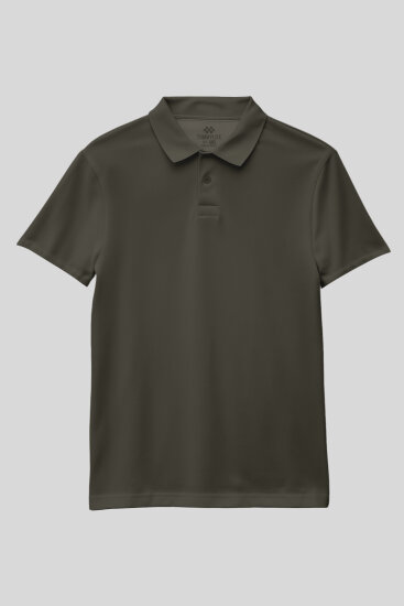 Haki Polo Yaka Standart Fit Basic Unisex Çocuk T-Shirt - 11330 