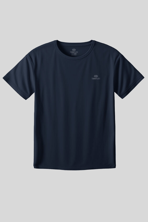 İndigo Baskılı O Yaka Rahat Form Battal Büyük Beden Kadın T-Shirt - 97308 - 2