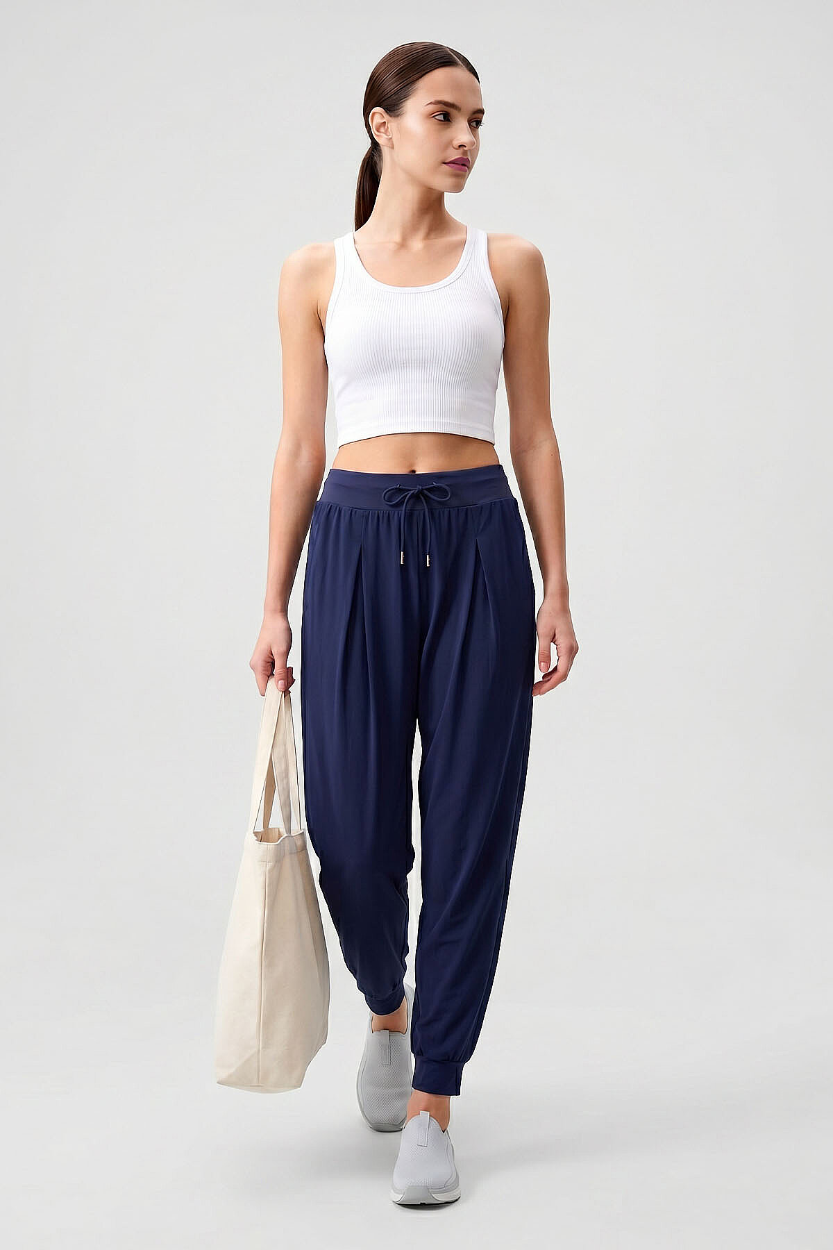 İndigo Cepli Standart Kalıp Kadın Yoga Pantolon - 94677 - TOMMYLIFE (1)