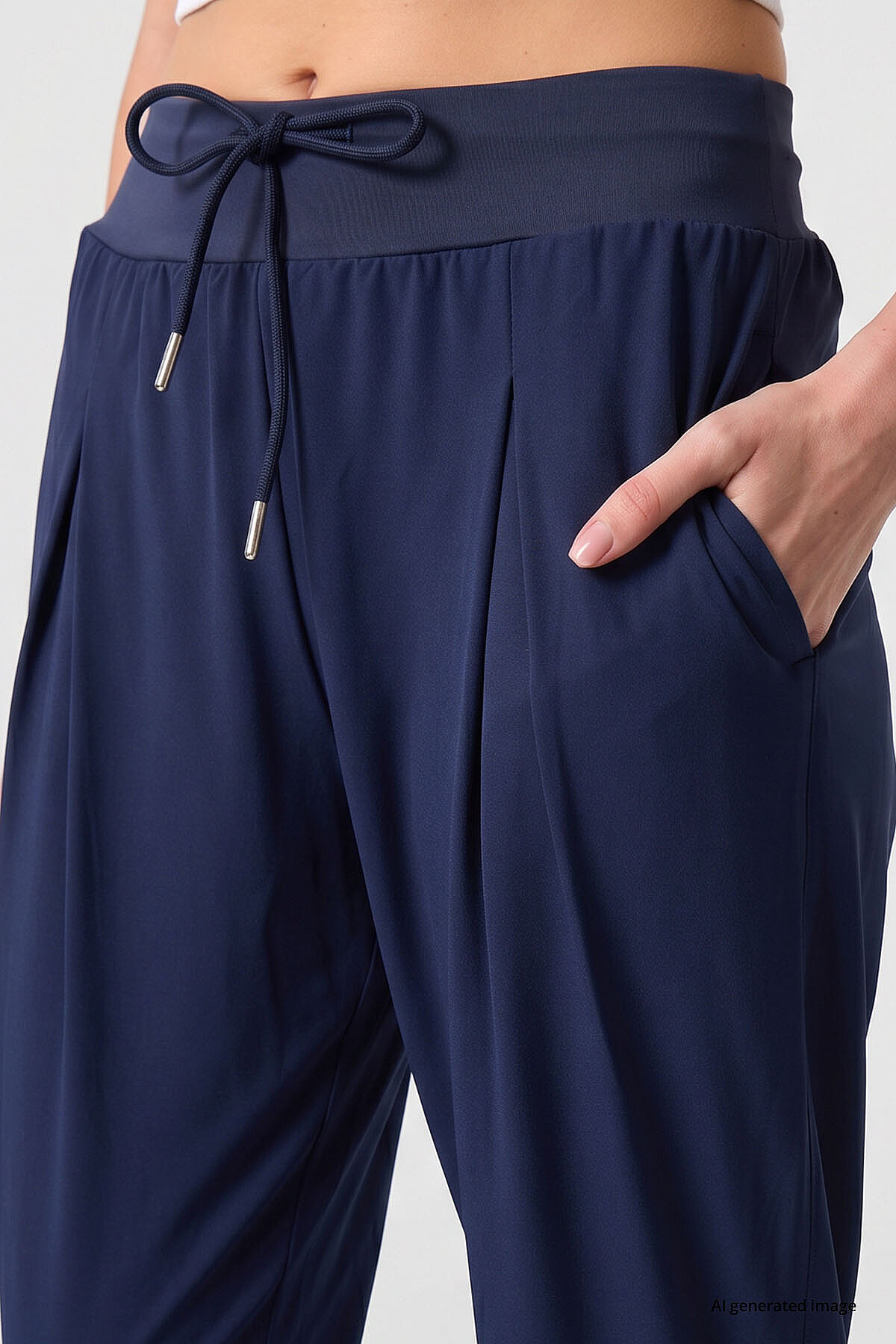 İndigo Cepli Standart Kalıp Kadın Yoga Pantolon - 94677 - TOMMYLIFE (1)