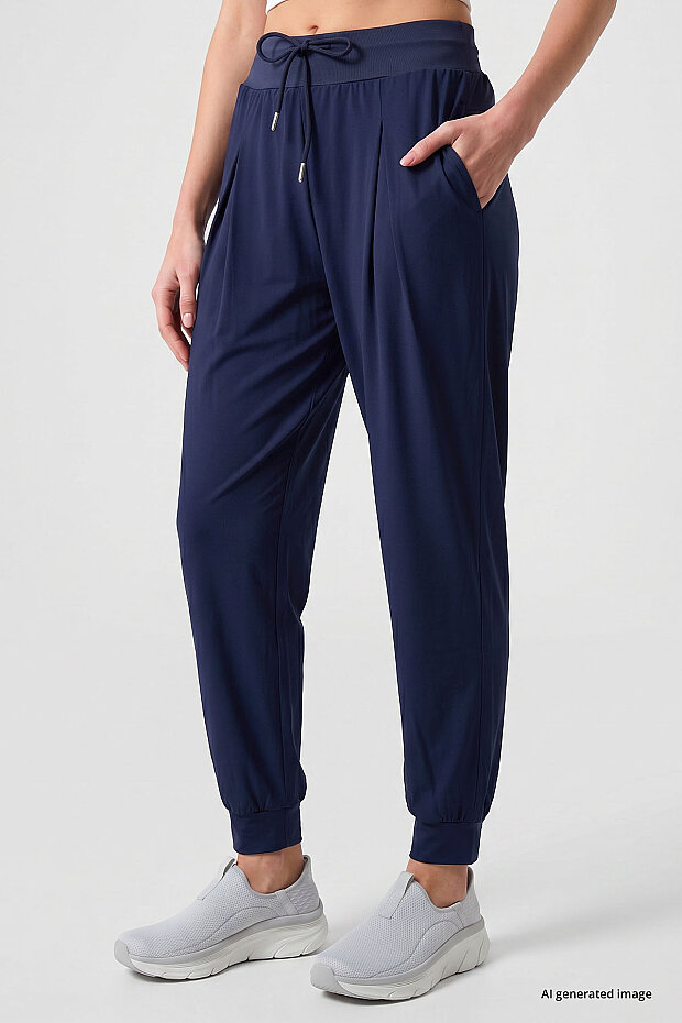 İndigo Cepli Standart Kalıp Kadın Yoga Pantolon - 94677 - 5
