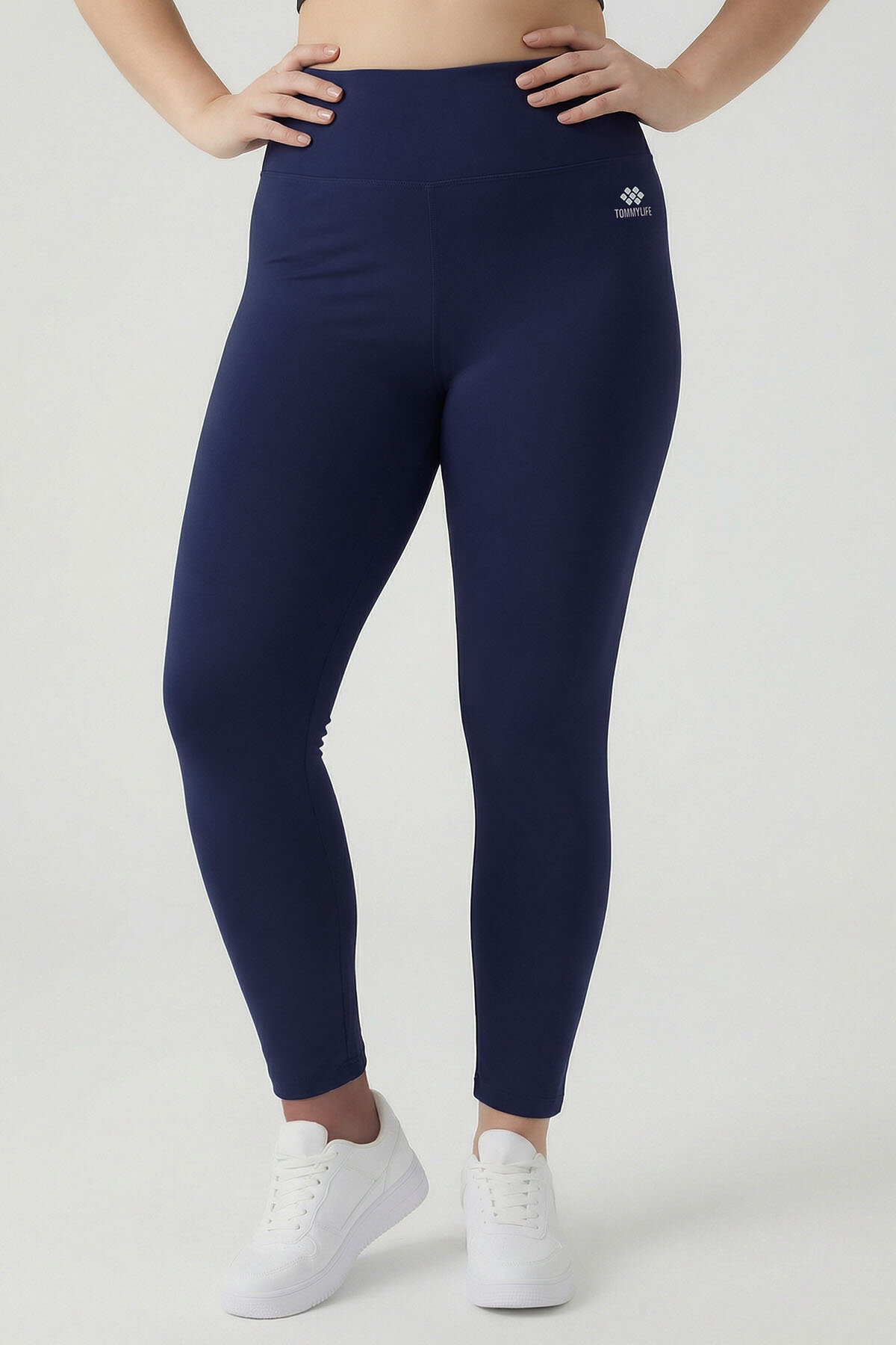 İndigo Yüksek Bel Toparlayıcı Battal Büyük Beden Kadın Tayt- 94650 - TOMMYLIFE (1)