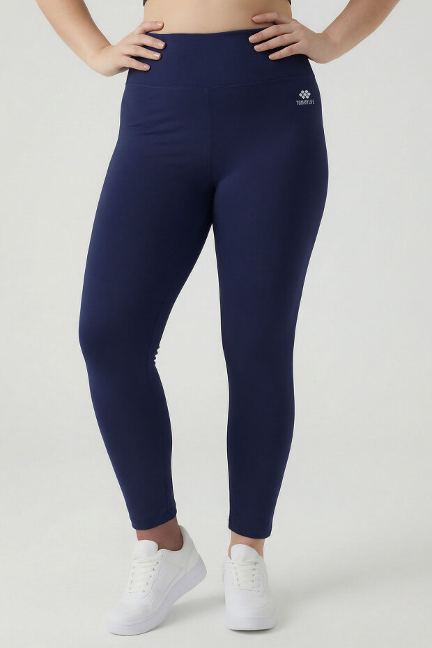 İndigo Yüksek Bel Toparlayıcı Battal Büyük Beden Kadın Tayt- 94650 - 2