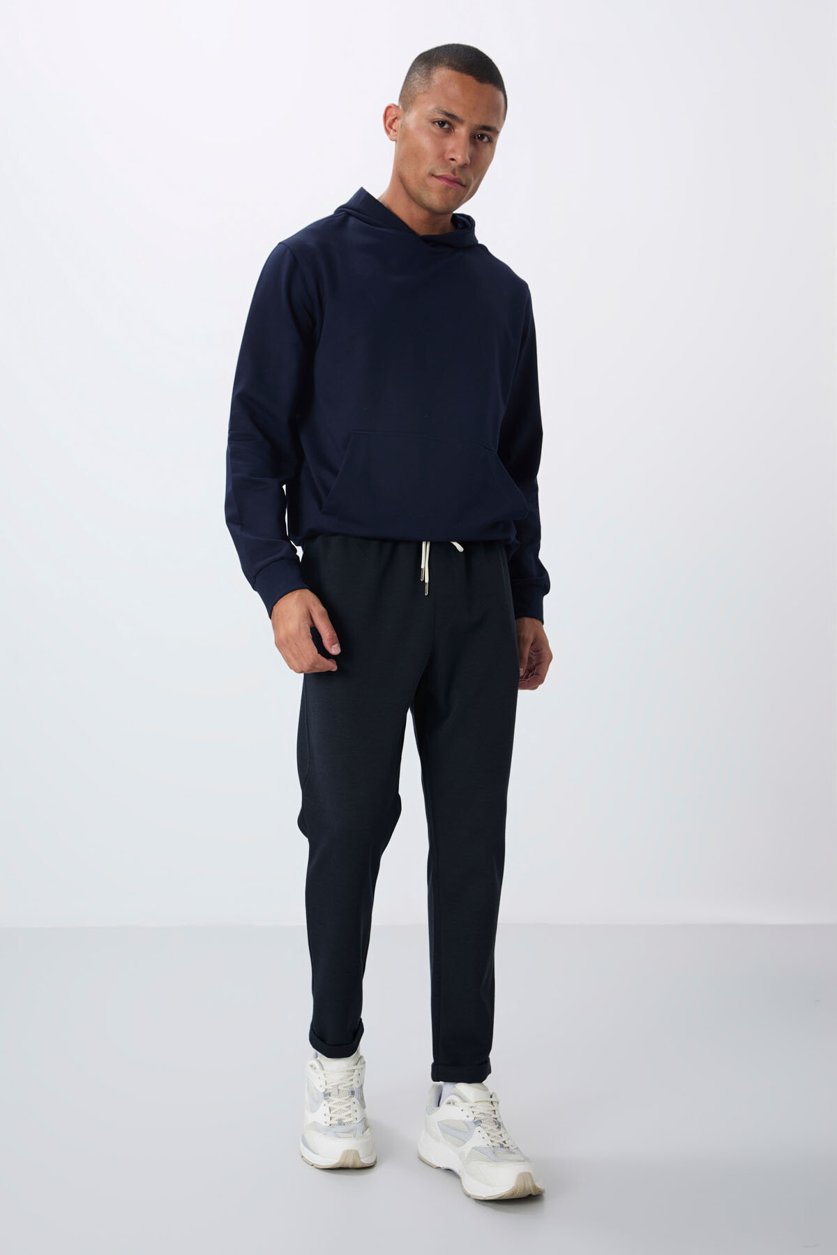 İndigo Yüzeyi Dokulu Standart Fit Erkek Eşofman Alt - 82154 - Air Jones (1)