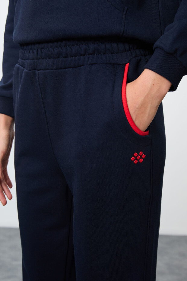 İndigo Kompakt Pamuklu Kalın Pürüzsüz Dokulu Dik Yaka Oversize Fit Kadın Eşofman Takım - 95342 - 6