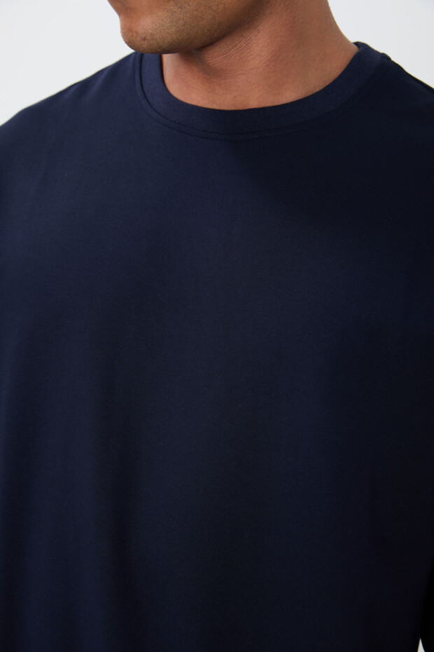 İndigo Pamuk Yumuşak Dokulu Standart Fit Basic Erkek Sweatshirt - 88363 - 3