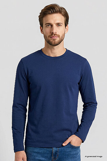 İndigo Standart Fit Basic O Yaka Uzun Kollu İnce Erkek T-Shirt - 87997 