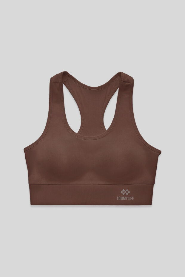 Kahverengi Sırt Detaylı Dar Kalıp U Yaka Kadın Spor Büstiyer - 97120 - 1