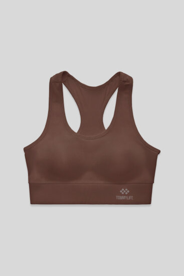 Kahverengi Sırt Detaylı Dar Kalıp U Yaka Kadın Spor Büstiyer - 97120 