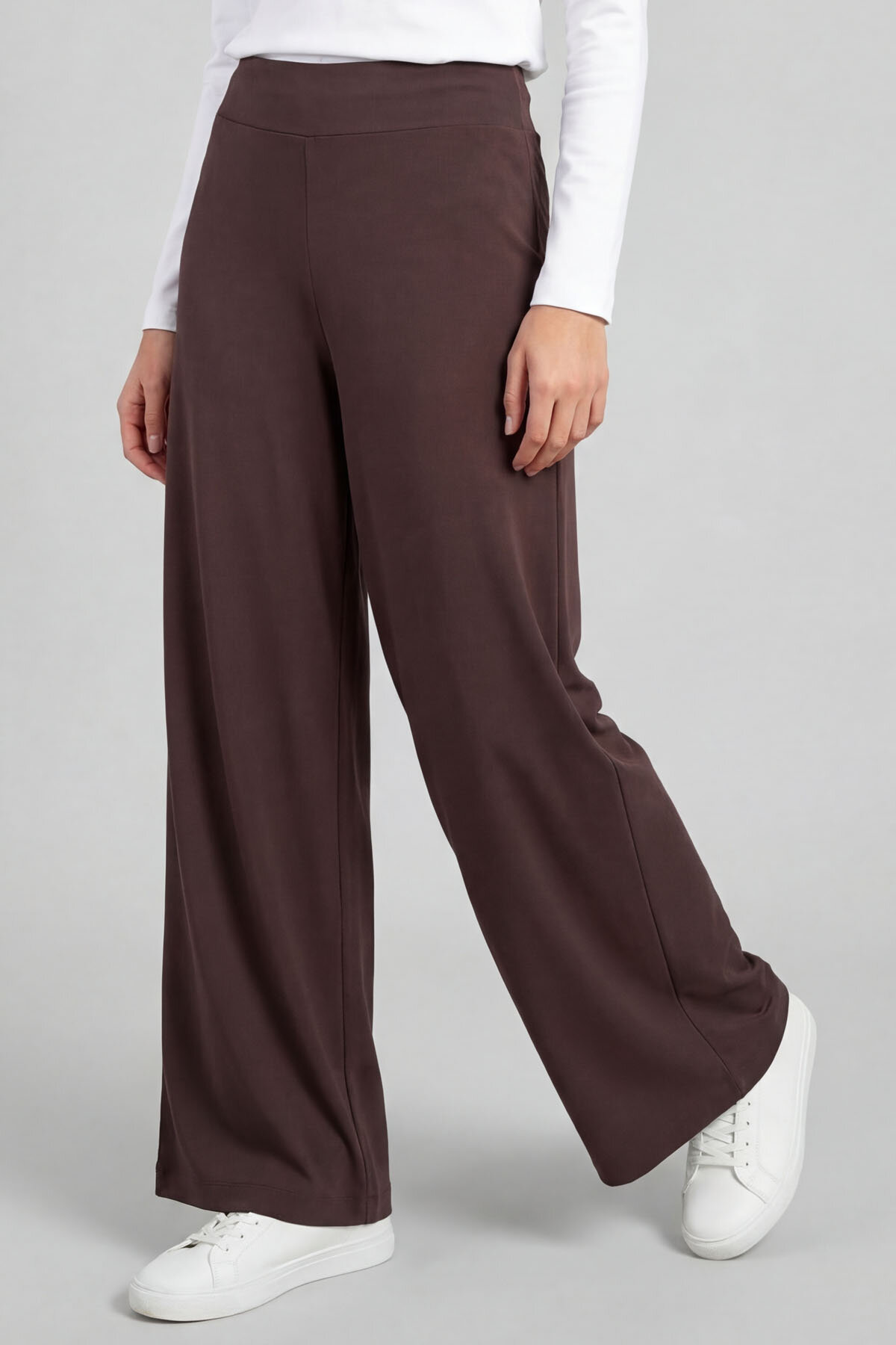 Kahverengi Comfort Fit Geniş Paça Korsajlı Palazzo Kadın Pantolon - 94681 - TOMMYLIFE