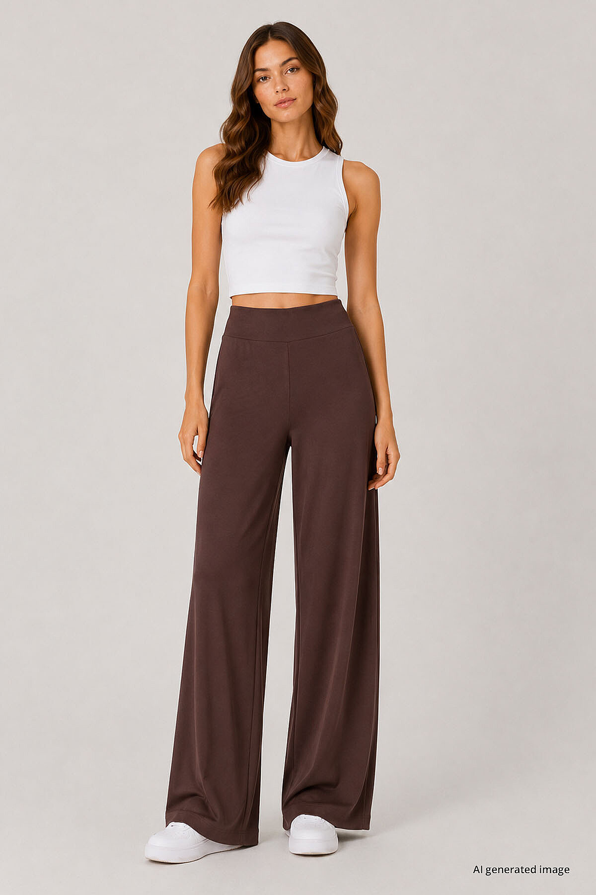 Kahverengi Comfort Fit Geniş Paça Korsajlı Palazzo Kadın Pantolon - 94681 - TOMMYLIFE (1)