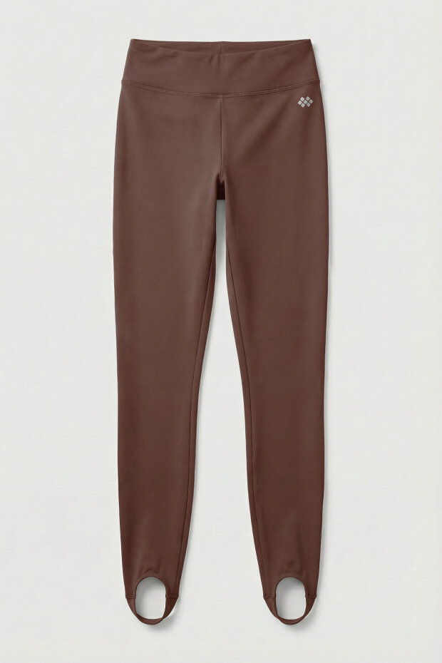 Kahverengi Standart Fit Esnek Spor Performans Kadın Topuklu Tayt - 94685 - 6