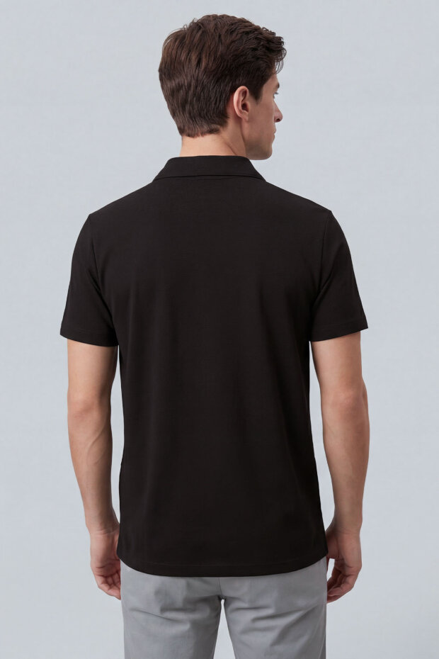 Kahverengi Rahat Form Yumuşak Dokulu Polo Yaka Erkek T-Shirt - 88496 - 4