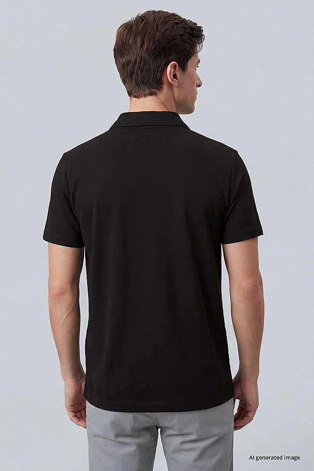 Kahverengi Rahat Form Yumuşak Dokulu Polo Yaka Erkek T-Shirt - 88496 - 4