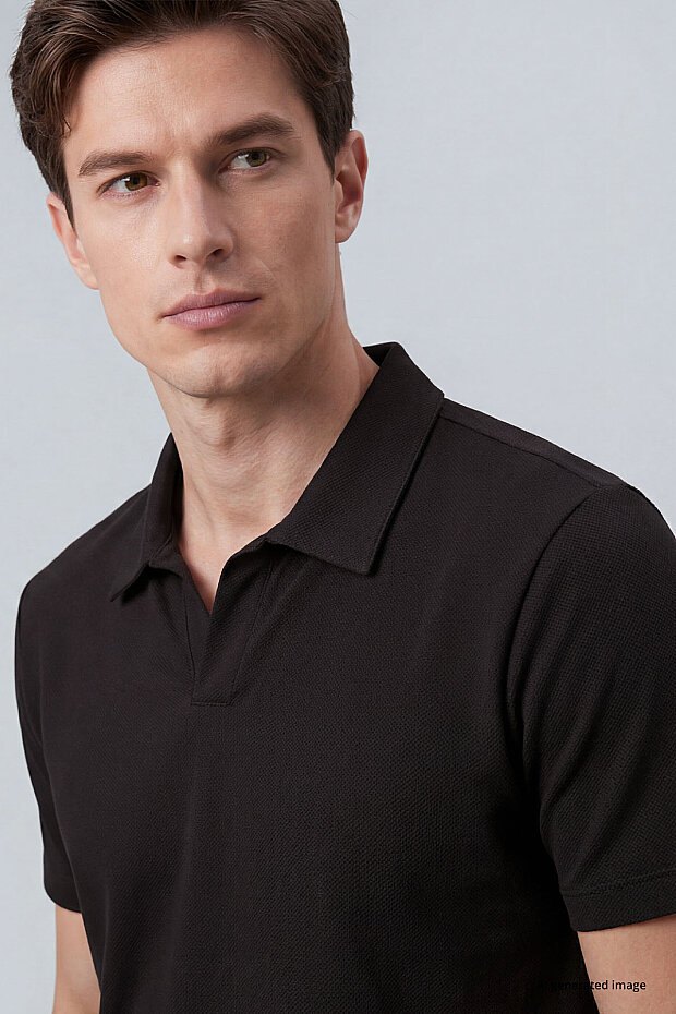 Kahverengi Rahat Form Yumuşak Dokulu Polo Yaka Erkek T-Shirt - 88496 - 3
