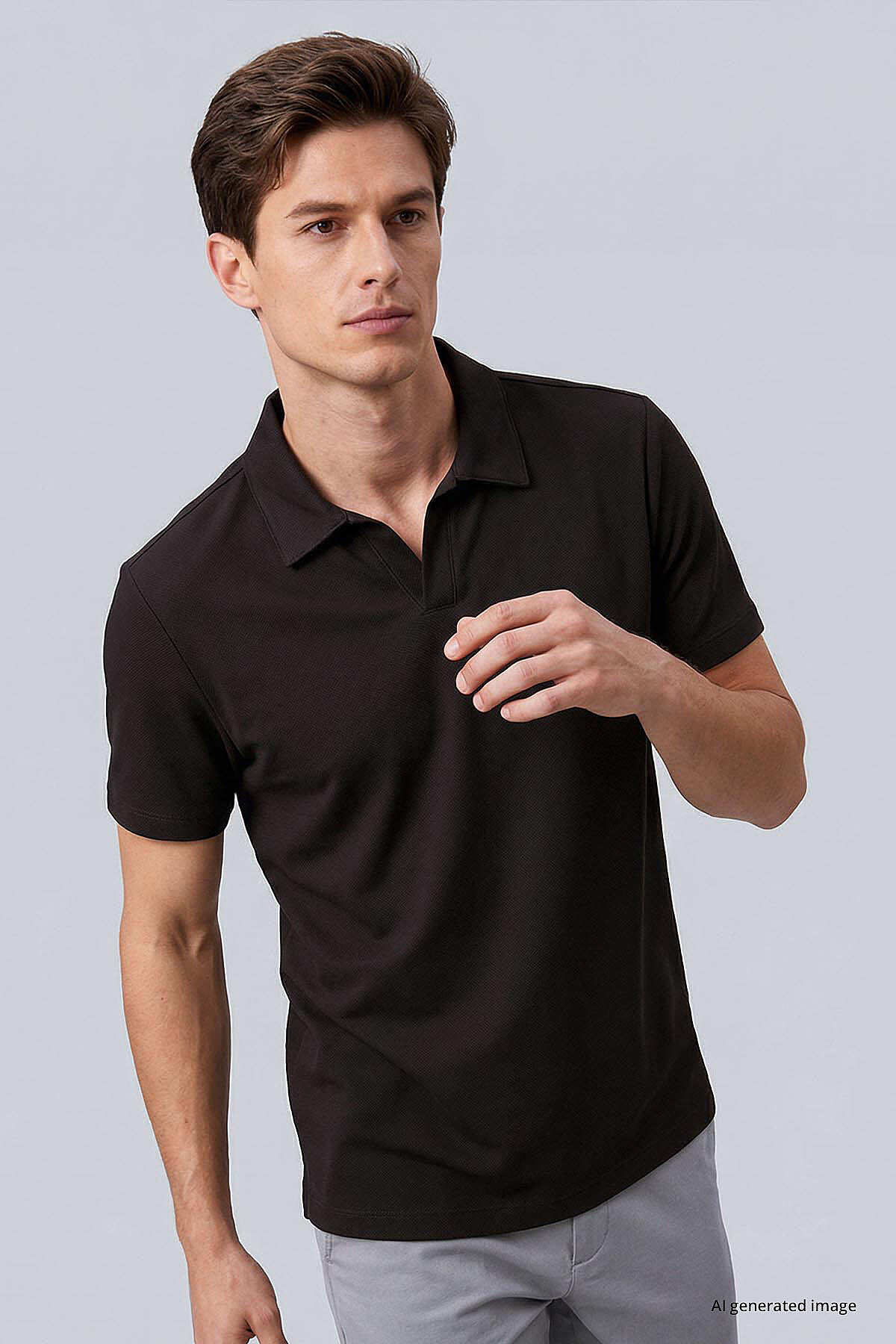 Kahverengi Rahat Form Yumuşak Dokulu Polo Yaka Erkek T-Shirt - 88496 - TOMMYLIFE
