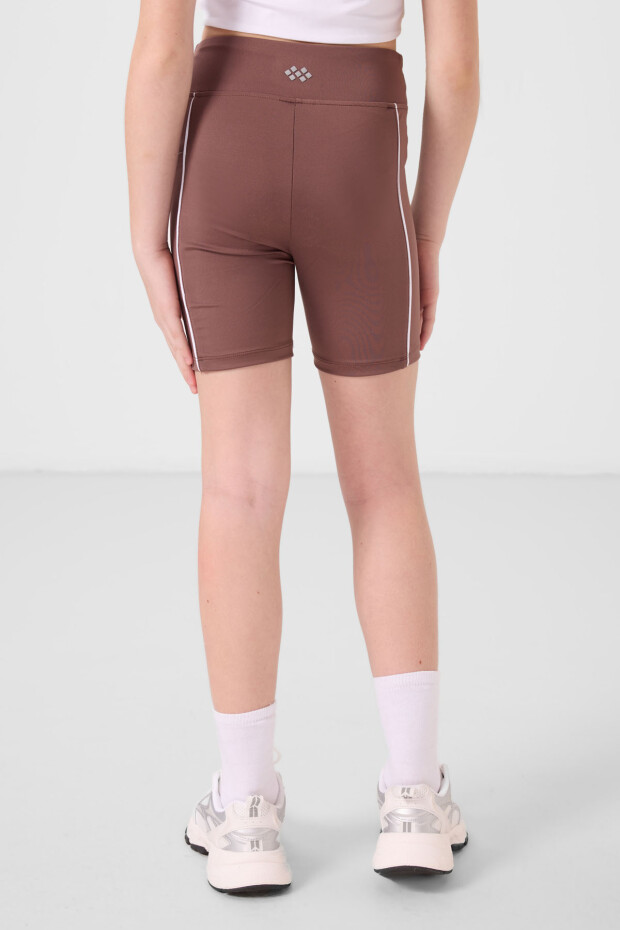 Kahverengi Esnek Standart Fit Basic Performans Kız Çocuk Tayt - 75189