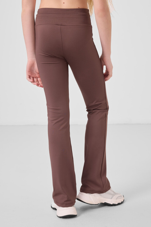 Kahverengi Esnek Standart Fit Basic Performans İspanyol Paça Kız Çocuk Tayt - 75193