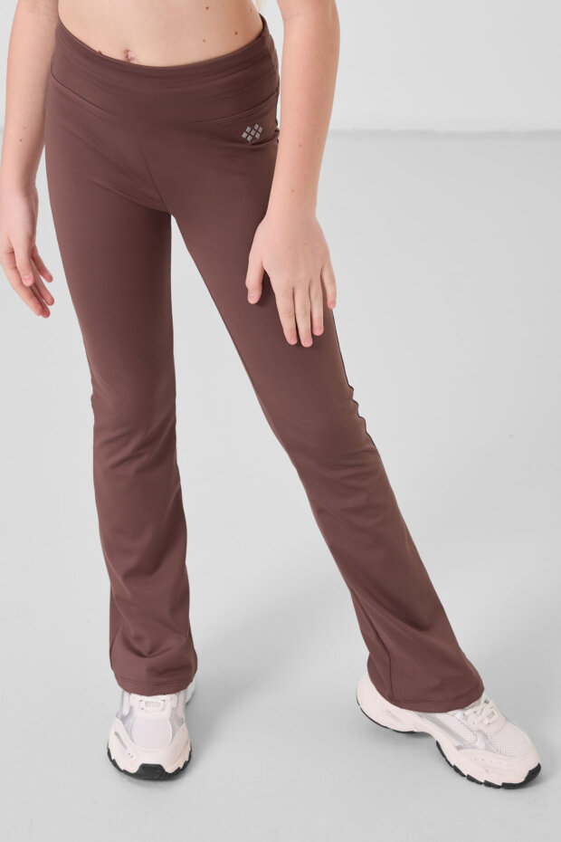 Kahverengi Esnek Standart Fit Basic Performans İspanyol Paça Kız Çocuk Tayt - 75193 - 2