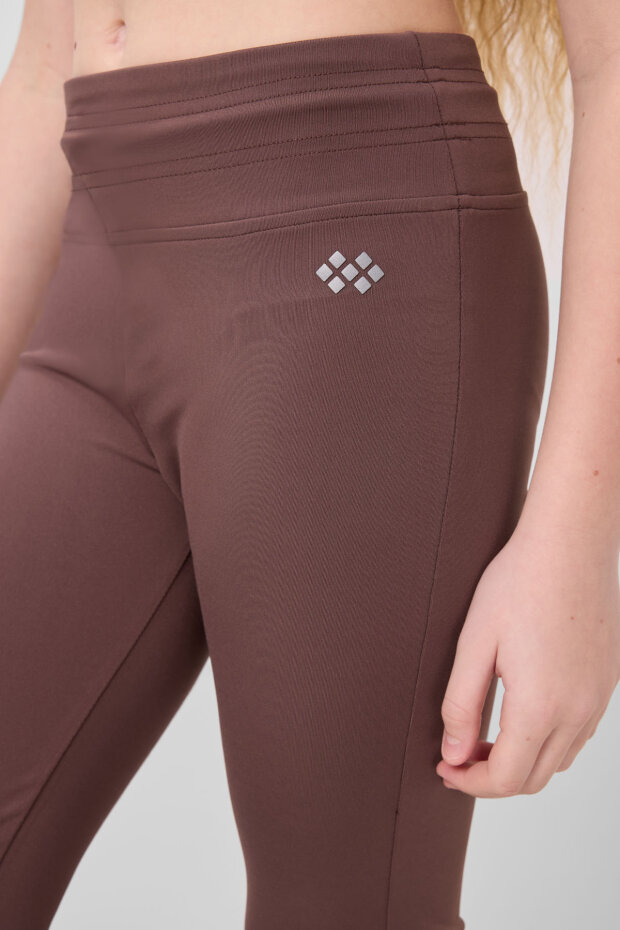 Kahverengi Esnek Standart Fit Basic Performans İspanyol Paça Kız Çocuk Tayt - 75193 - 5