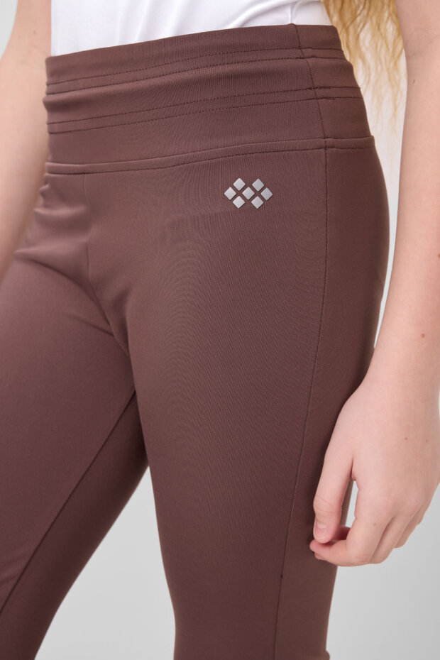 Kahverengi Esnek Standart Fit Basic Performans İspanyol Paça Kız Çocuk Tayt - 75193 - 3