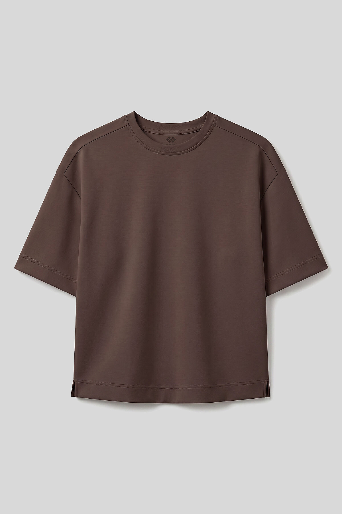 Kahverengi O Yaka Oversize Kısa Kollu Kadın T-Shirt - 97316 - TOMMYLIFE