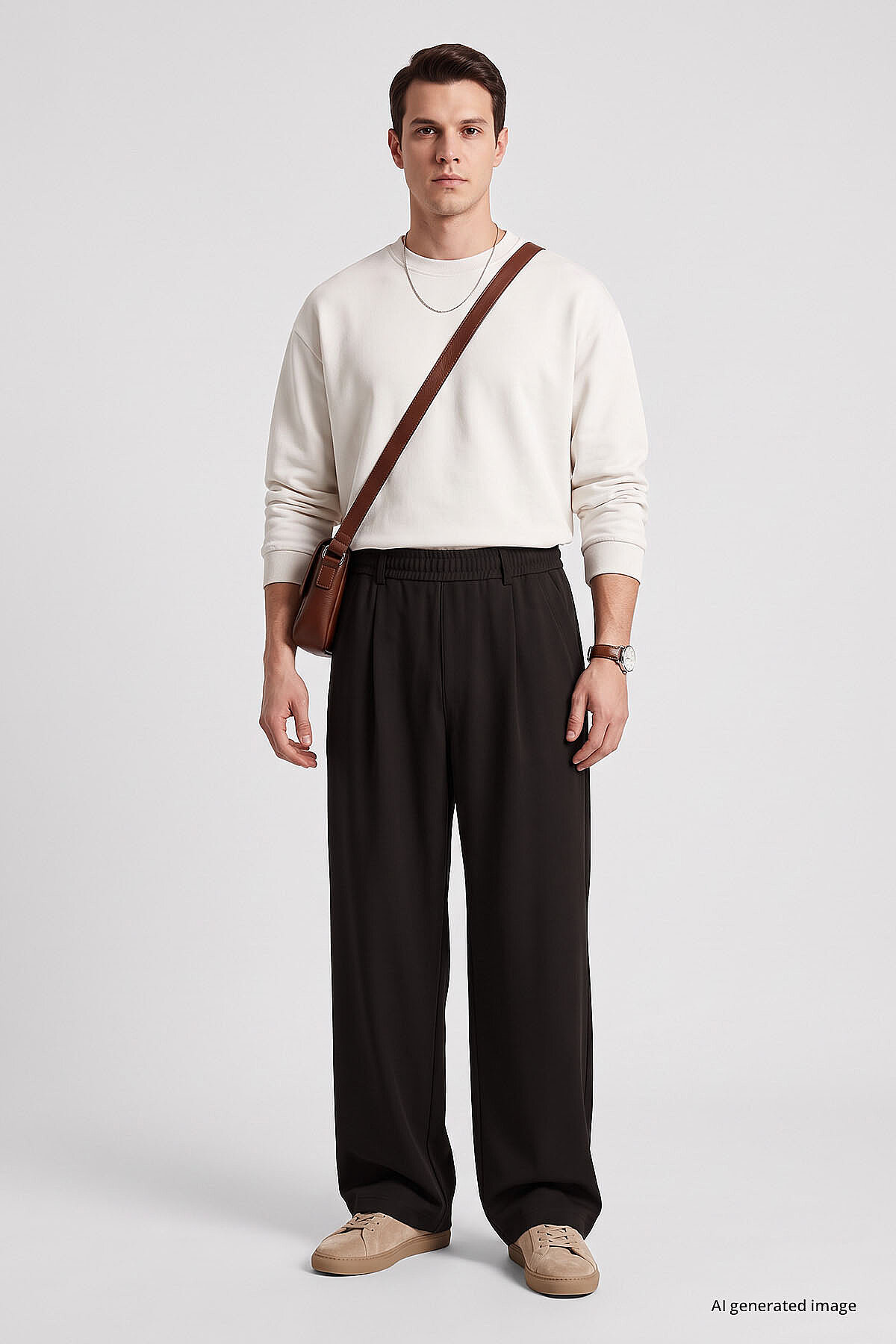 Kahverengi Rahat Form Erkek Palazzo Pantolon - 82199 - TOMMYLIFE