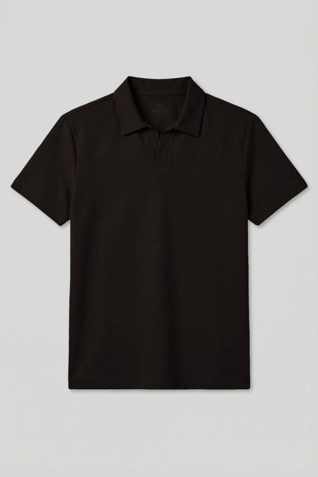 Kahverengi Rahat Form Yumuşak Dokulu Polo Yaka Erkek T-Shirt - 88496 - 2