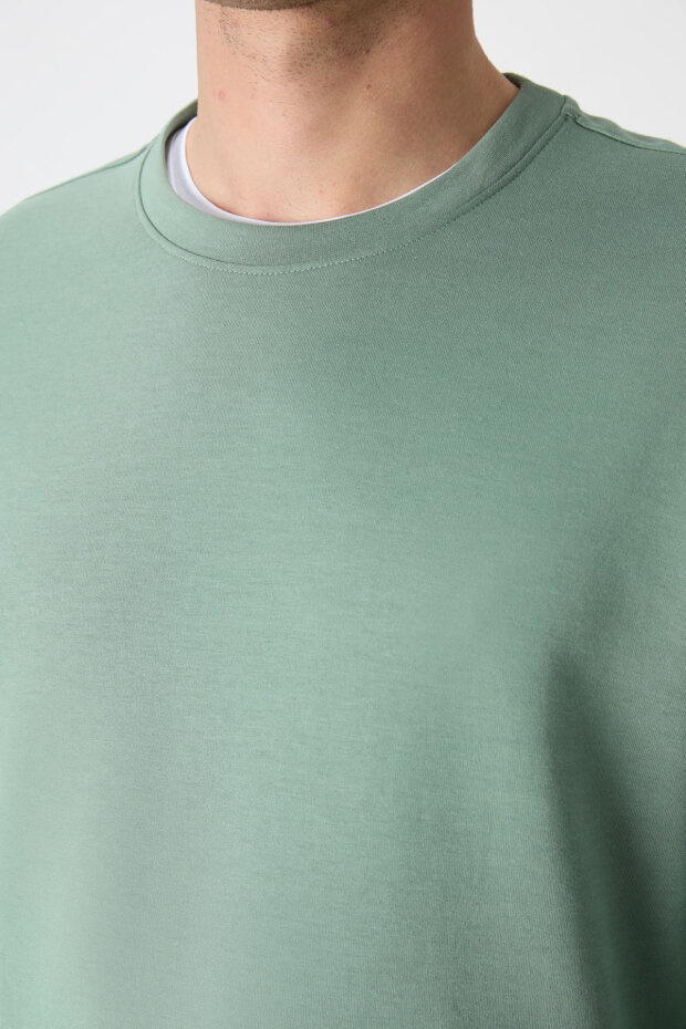 Açık Yeşil Basic O Yaka Rahat Form Erkek Sweatshirt - 88053 - 4