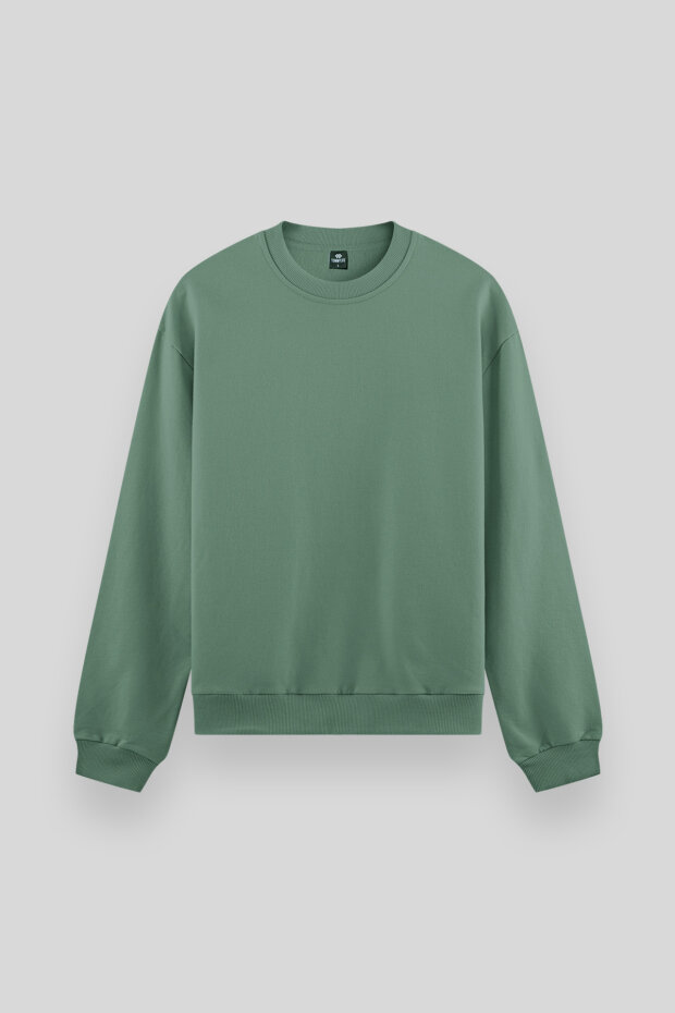 Açık Yeşil Basic O Yaka Rahat Form Erkek Sweatshirt - 88053 - 1